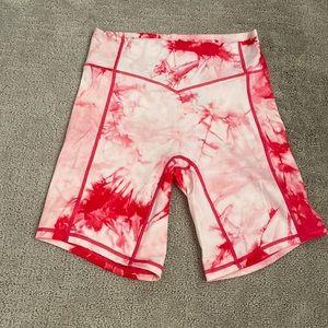 Balance athletica pink tie dye biker shorts